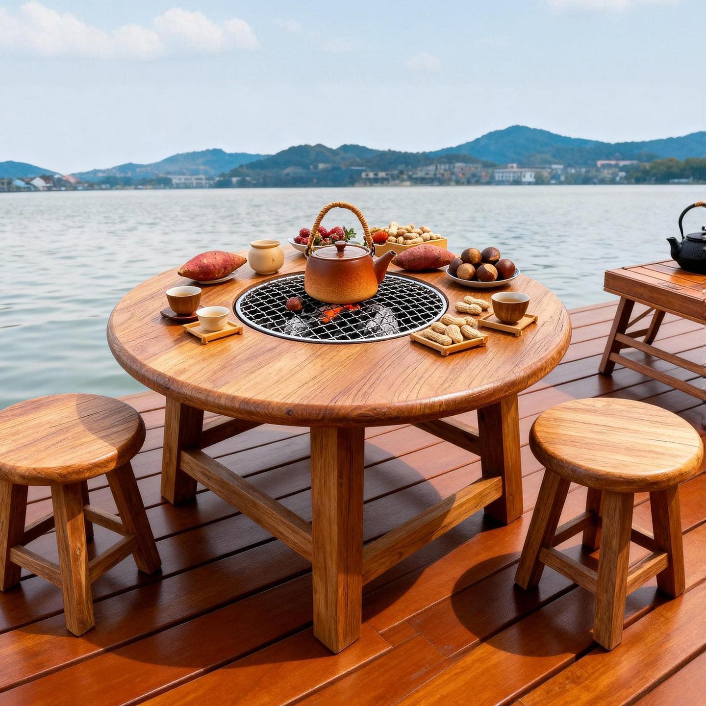 博雅大师老榆木围炉茶桌支持定制