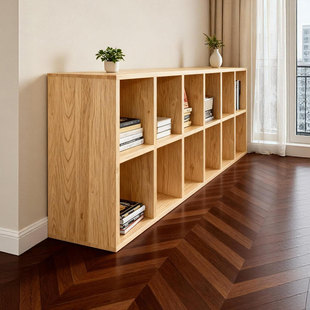 老榆木格子柜落地书柜幼儿园格子书架实木无背板榆木置物架定制