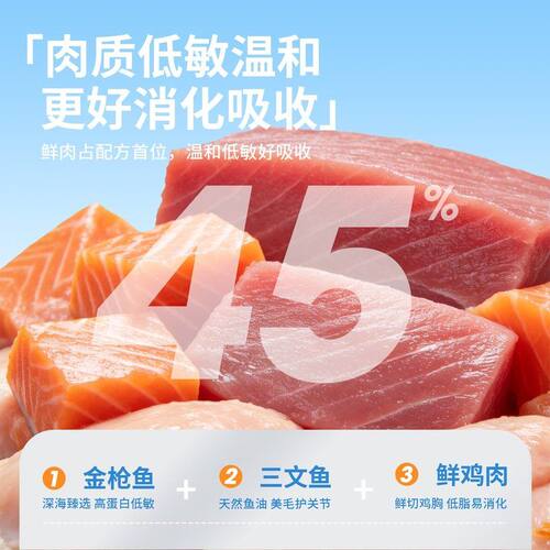 豆七七【蓝标鲜肉猫粮】深海鱼肉味幼猫成猫全价冻干鲜肉高营养猫