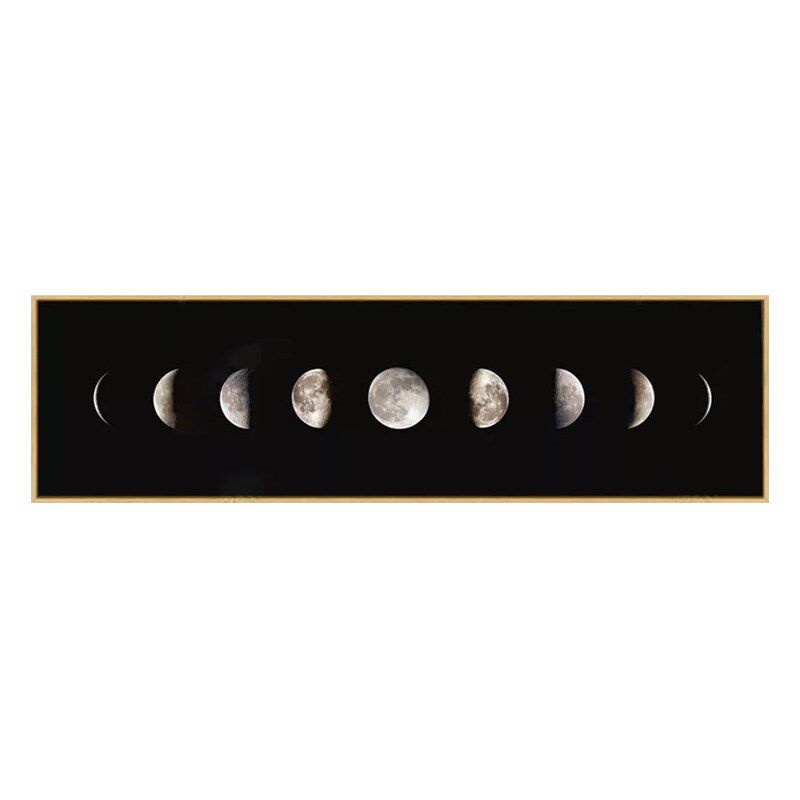 横幅大长方形卧室床头画现代简约B客厅长条装饰画月亮地球黑白壁