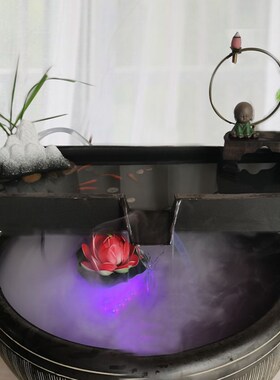 鱼缸循环流水板摆件陶瓷流水器配件鱼池假山造景流U水喷泉过滤养