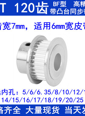2GT120齿同步带轮齿宽7凸台BF内径56810121415161718192025同步轮