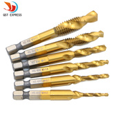 高速钢4341 6542一体复合丝锥镀钛螺旋机用开孔攻丝倒角一体丝攻