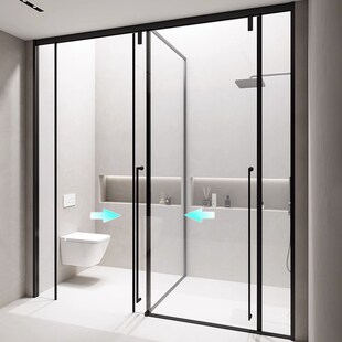 T型一门两用淋浴房移门推拉v门浴间浴屏干湿分离定制卫生间整体淋