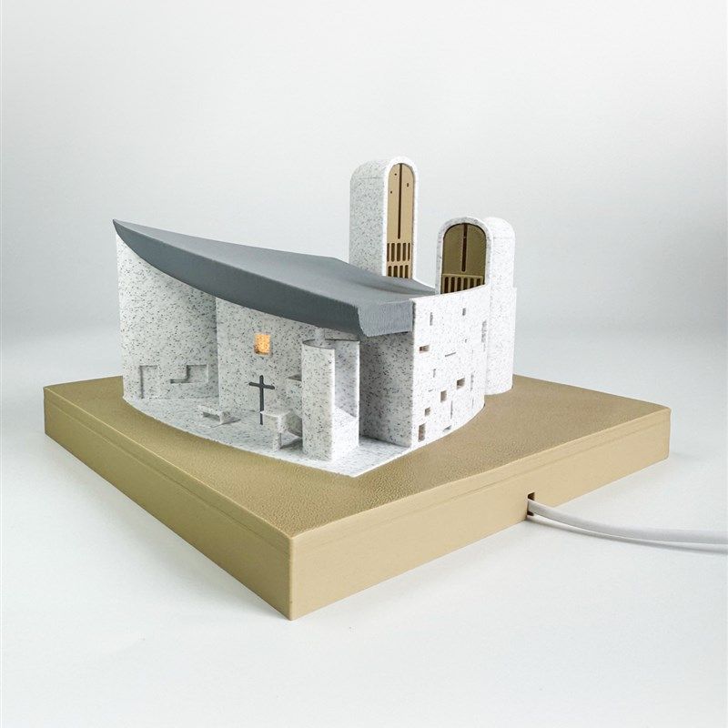 勒柯布西耶法国朗香教堂建筑3D打印模型氛围灯桌面摆件创意礼物