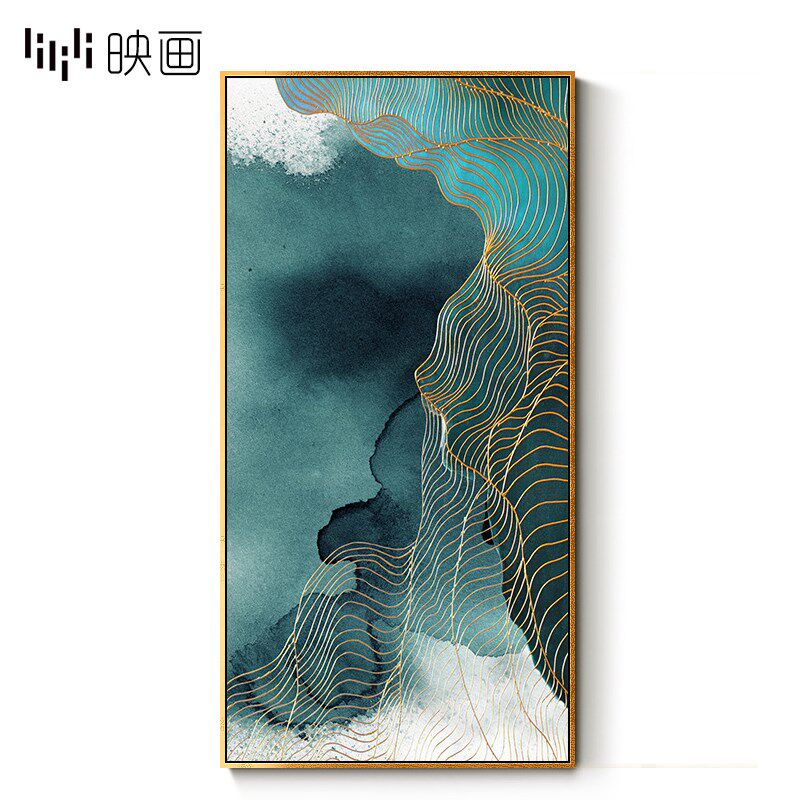 抽象线条大幅装饰画玄关挂画竖版酒店走廊过道大壁画背景墙画有框