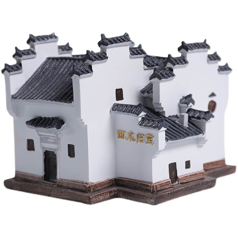 徽派建筑模型工艺品创意存钱罐中式商务礼物装饰树脂摆件微景观