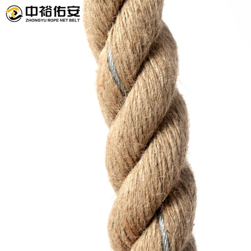 钢丝攀爬绳 健身甩绳带钢丝黄麻绳中裕攀登速滑S麻绳体能攀爬绳子