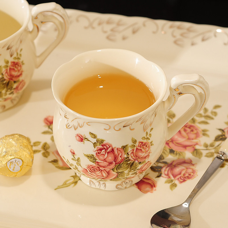 欧式茶具套装带托盘英式下午茶茶具茶G杯家用陶瓷咖啡水杯高档奢