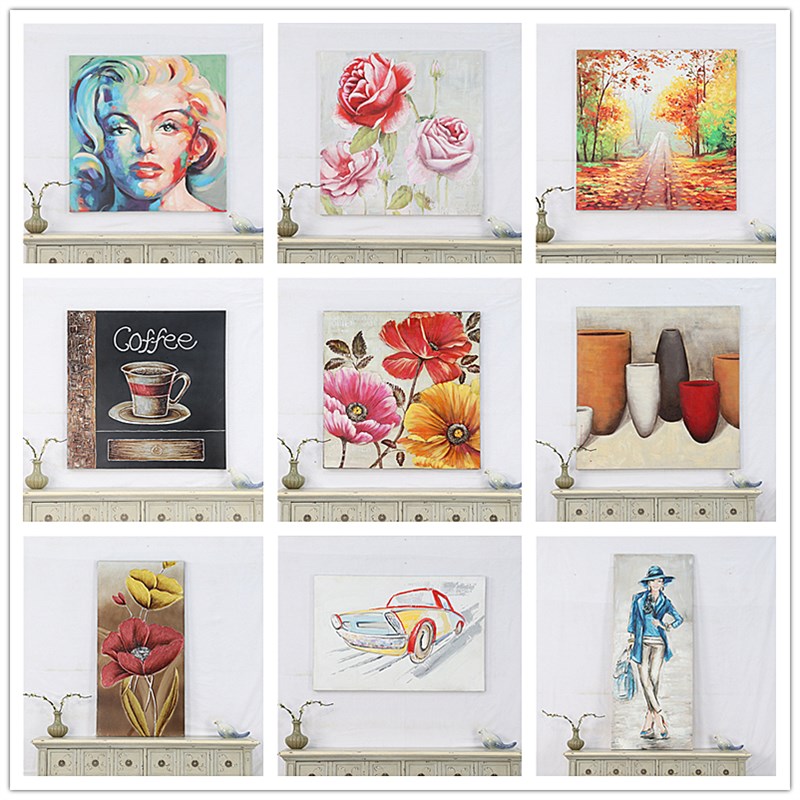 外贸孤品美式复古手绘有框油画客厅卧室墙面装饰挂画餐厅走廊壁画
