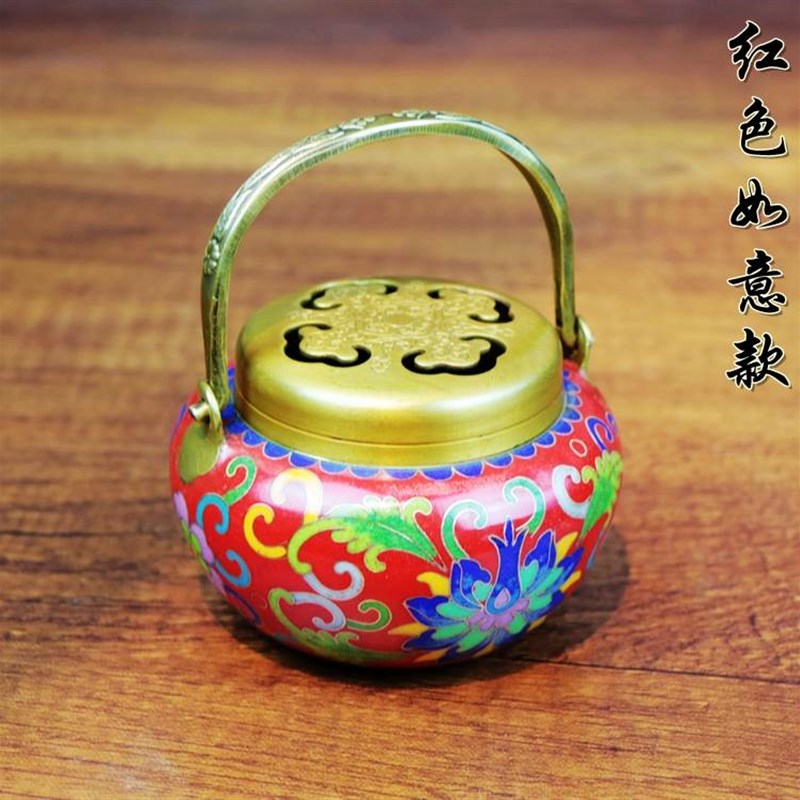 铜暖手炉景泰蓝手炉取暖仿古小手炉烧炭室内盘香炉家用纯铜檀香炉