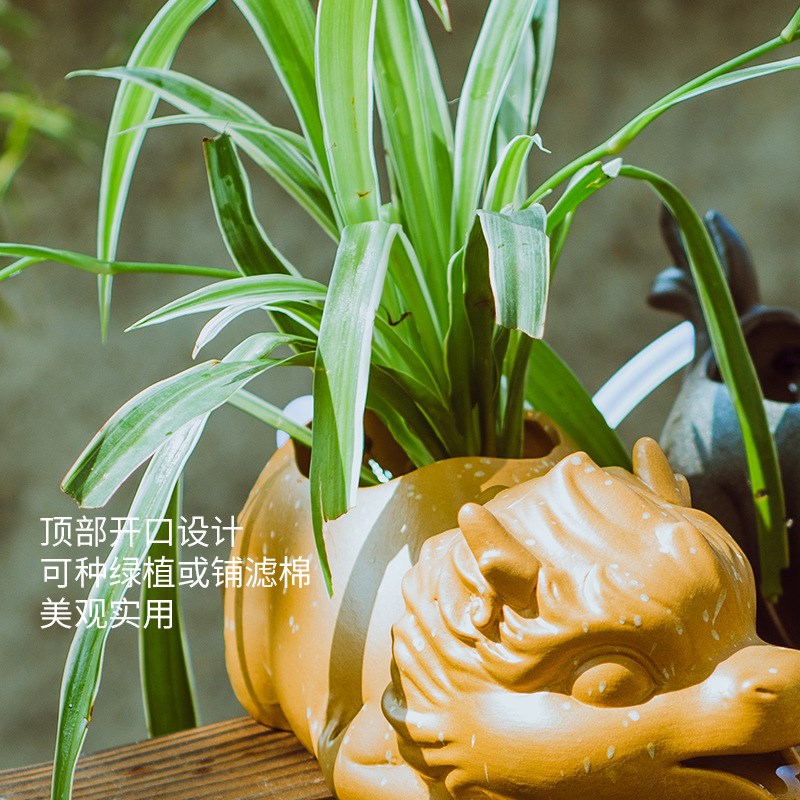 简约陶瓷龙口花瓶流水摆件鱼缸装饰出水口循M环小瀑布绿植沼泽过