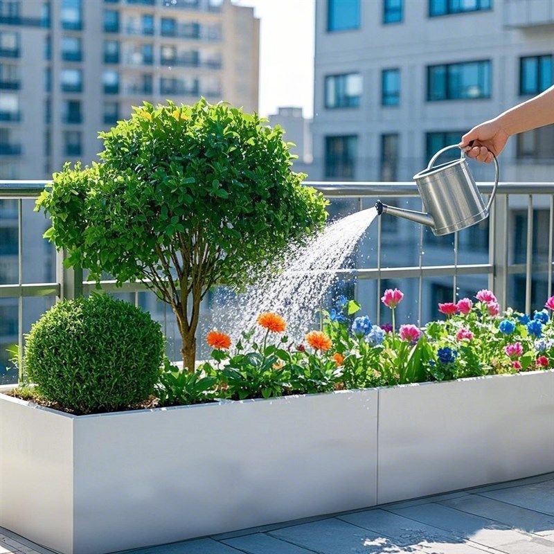 室外露台花箱阳台造景花槽定x制户外不锈钢花箱室内长方形铁艺花