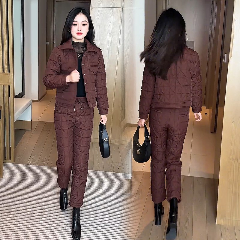 冬季时尚棉衣套装女小个子2025新款F高级感时髦洋气减龄显瘦两件