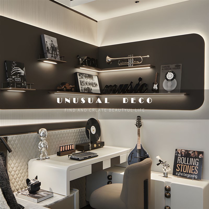 S 样板间书房书柜床头柜音C乐器黑胶唱片小提琴组合摆件