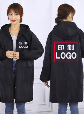 加绒罩衣定制gLOGO印字女冬季加厚防水厨房家用长袖围裙男外套保