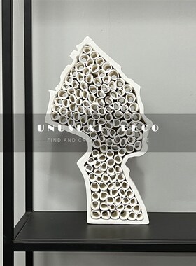 欧式极简陶瓷多孔人形摆件电视柜书架样板Q间售楼处艺术饰品