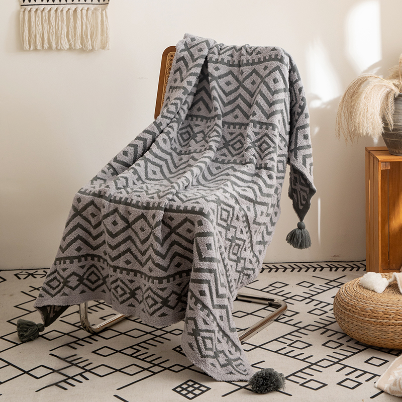针织提花毯子沙发毯民宿北y欧风床边装饰搭毯午睡空调盖毯