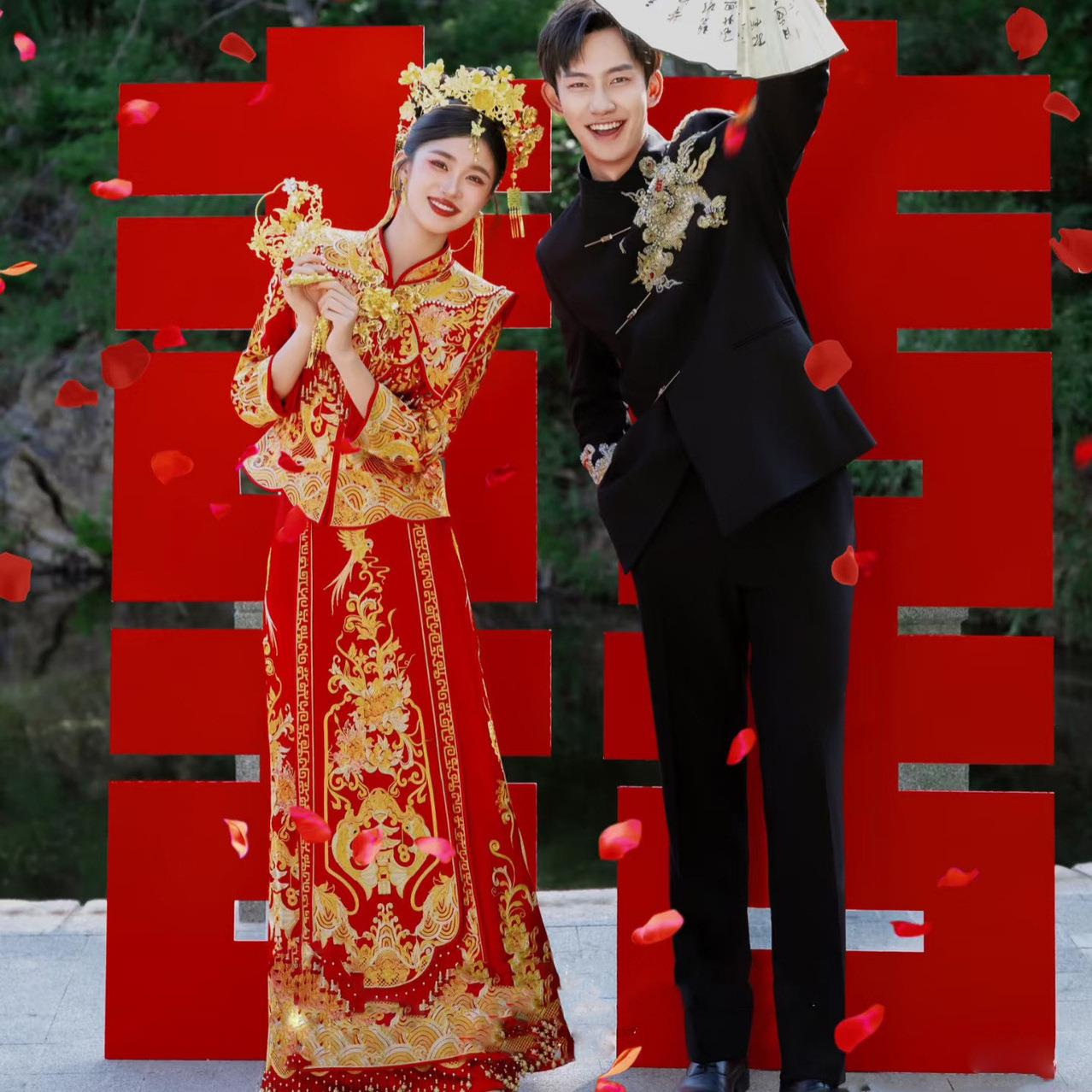 新中式龙凤褂2025新款新娘结婚秀禾服出阁服敬酒服修身小个子婚礼