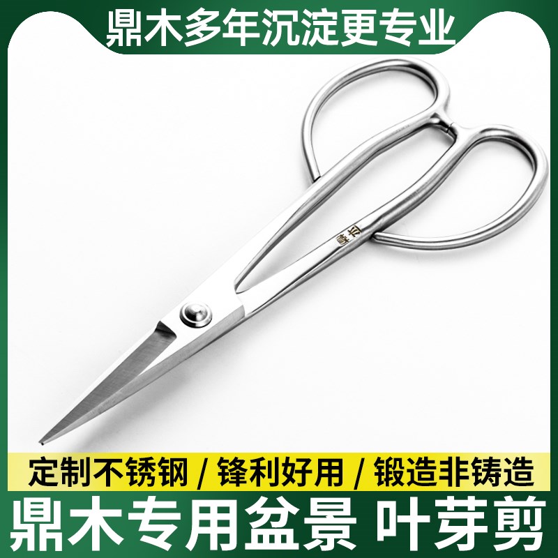 盆景叶芽剪不锈钢芽细枝小枝工具鼎木园艺造型修剪专用剪刀制作