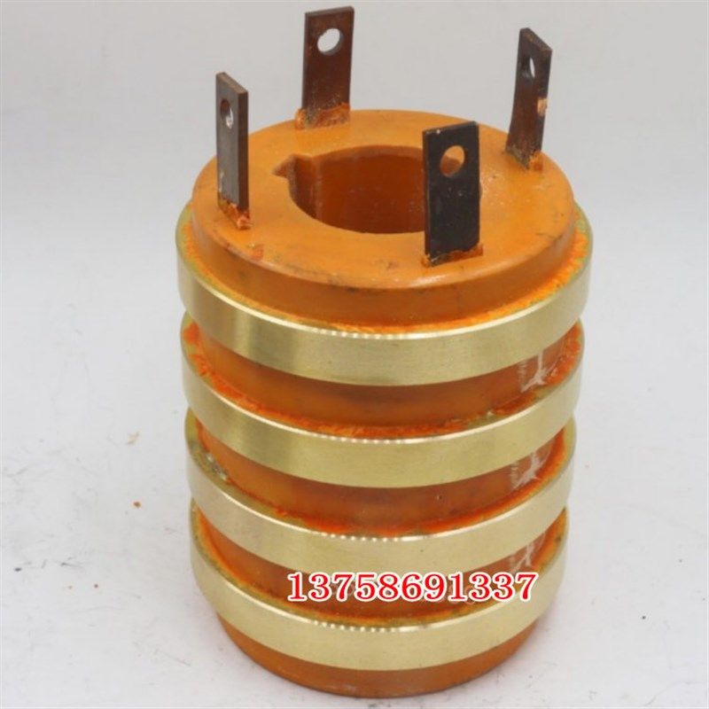 4路集电环铜滑环内径28 30 35 40 45外径78高95碳刷8*125键槽10MM