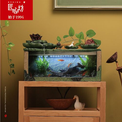 匠心坊中式景观鱼缸造景摆件客厅小型流水瀑布创意办公室桌面装饰