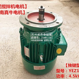 真牛电机YEZ112L-4/4.5KW水泥搅拌机电机平键28十键40法兰盘250mm