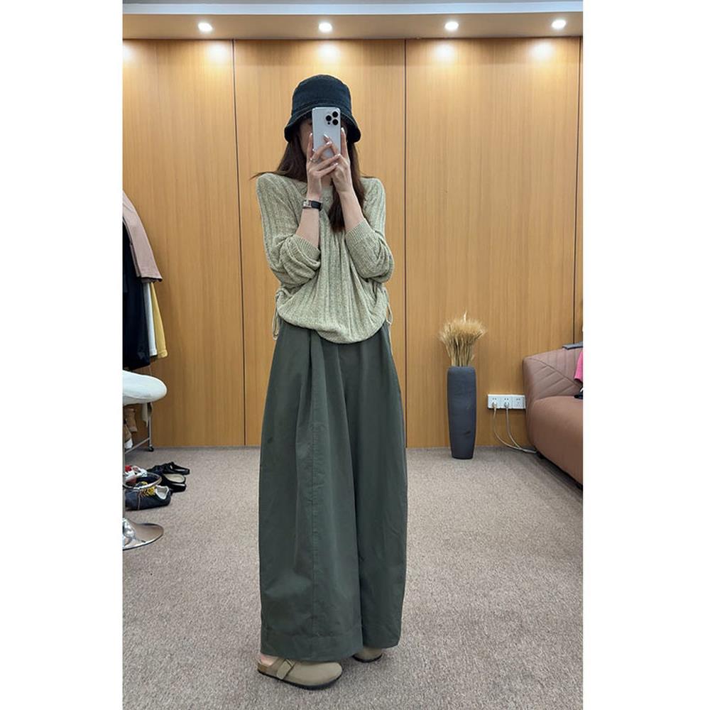 大码女装胖mm高腰显瘦三本丑萌休闲裤女宽松百搭阔腿拽姐长裤子秋
