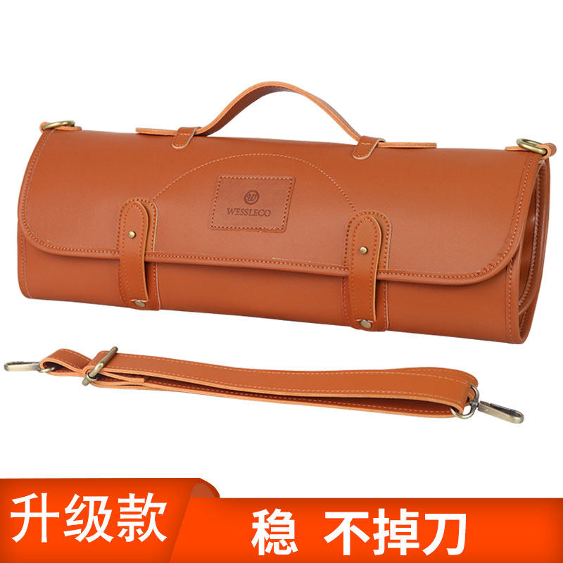 日本原单厨刀收纳包西餐主厨手提卷包真皮厨师刀具收纳袋手提纯皮