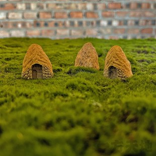 场景模型仿真微缩建筑迷你小房子窑洞微景沙盘道具造景装饰摆件