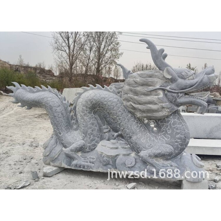 嘉祥石雕大青龙厂家 兽青龙白虎雕塑价格 景观石龙石虎图片