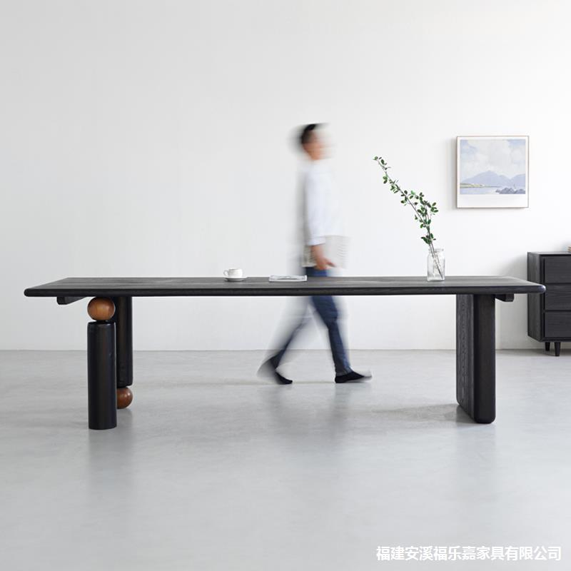 现代白蜡艺术餐桌\侘寂风实木长方形工作桌设计师现代洽谈工作桌