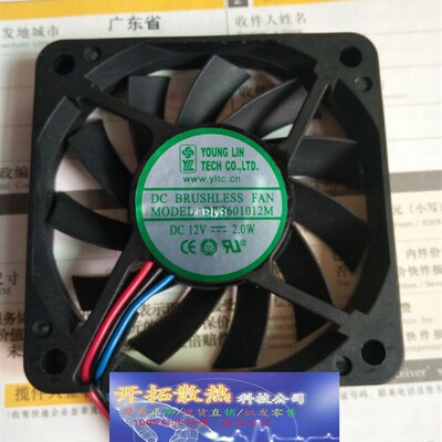 正品原装永林(YOUNG LIN)DFB601012M 12V2.0W 3线双滚珠散热风扇