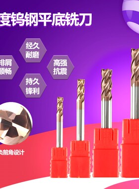 钨钢合金铣刀HRC55度涂层立铣刀整体合金2刃4刃1/2/3/4/5/6/8/-20