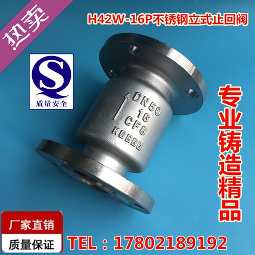 H42W-16P不锈钢立式止回阀  304法兰止回阀 单向逆止阀DN25-DN200