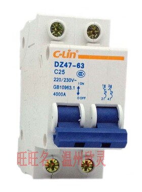 欣灵 空气开关 小型断路器 DZ47-63 C型 2P 25A