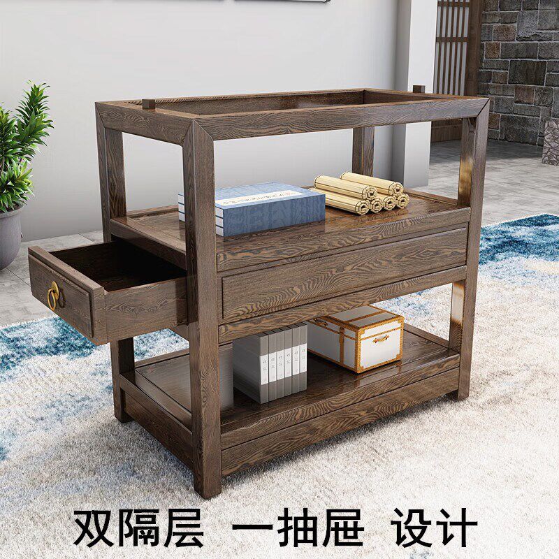 简约新中式实木书画桌椅书法桌家用画案写字台书法桌1.3米+官帽椅