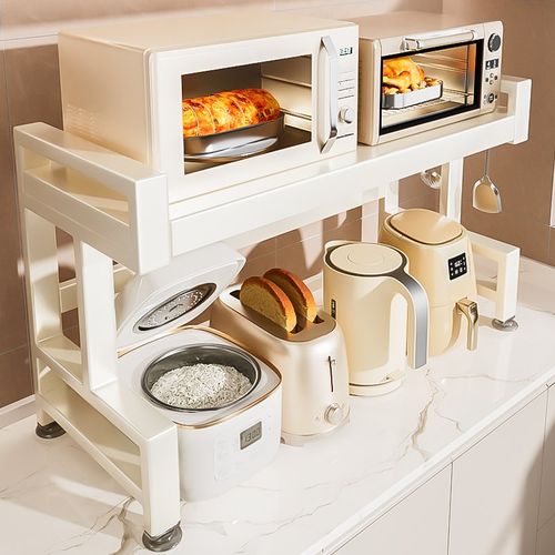 厨房微波炉置物架加长可伸缩多层烤箱支架桌面台面电饭煲收纳架子