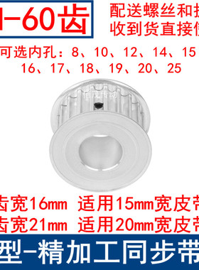 现货HTD同步带轮5M60齿A内孔8/10/12/14/15/20/25同步轮齿宽16/21
