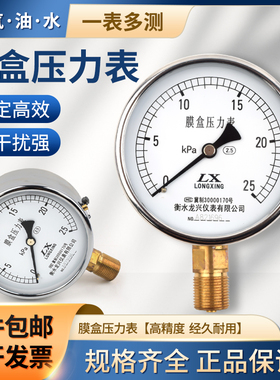 膜盒压力表YE-100微压表0-40kpa水压液压千帕表10千帕天然气管道