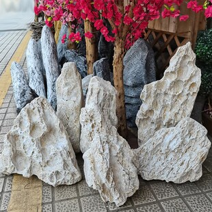 仿真玻璃钢石头景观园林装饰展台店铺庭院创意假山造景装饰摆件