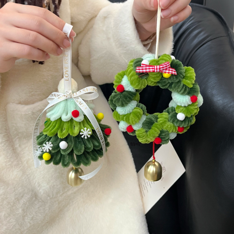 圣诞节diy扭扭棒绿色圣诞树挂件材料包包挂件送情侣朋友礼物03