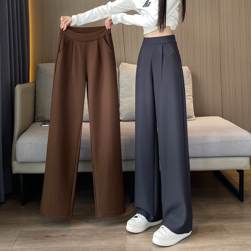西装裤女春秋冬2024新款爆款大码加绒垂感休闲窄版直筒阔腿女裤子