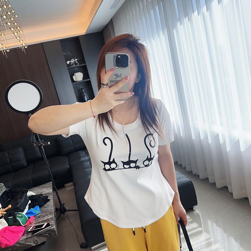 大码女装胖mm春装夏装新款2024年半袖收腰u领修身显瘦短袖t恤上衣