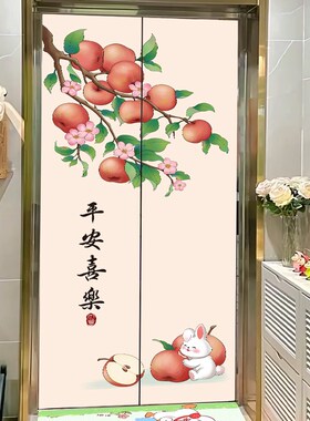 入户电梯门贴纸一梯一户高级感创意中国风入户门口墙面遮丑装饰画