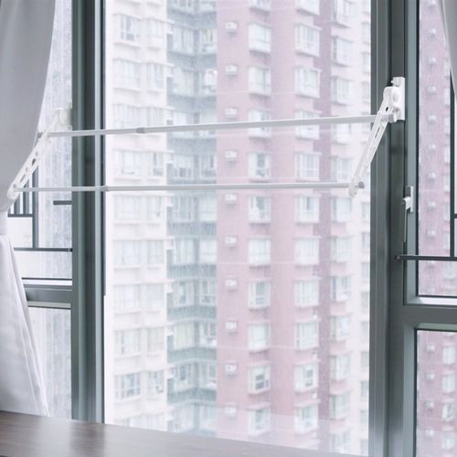 天上野阳台伸缩晾衣架 窗外户外推拉式晒衣架 可折叠室外晾衣杆