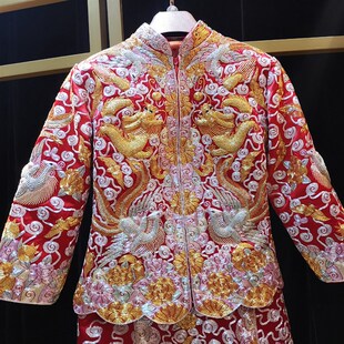 量身定做嫁衣015 牡丹福花彩凤 定制 手工绣金银线龙凤褂大五福