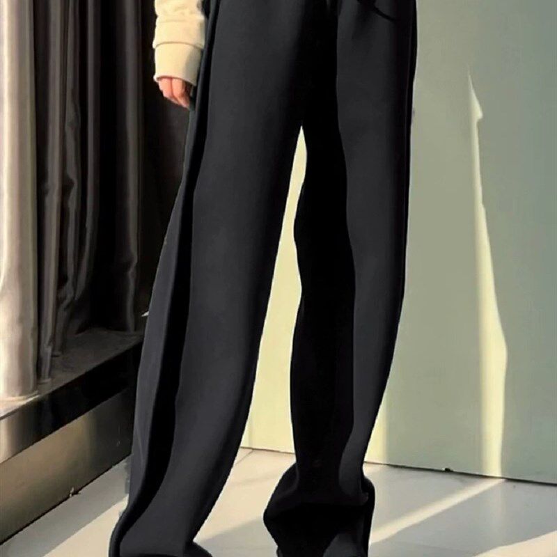 运动裤女2025春季新款气质宽松阔腿裤大码时尚胖mm显瘦直筒卫裤潮