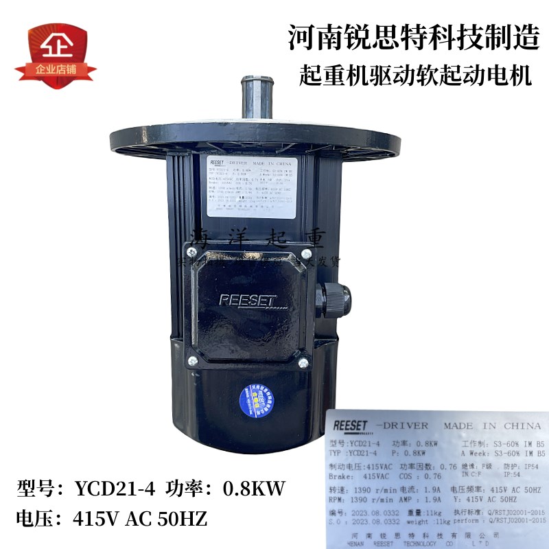 河南锐思特科技制造起重机行车驱动软启动电机YCD21-4 0.8KW 415V