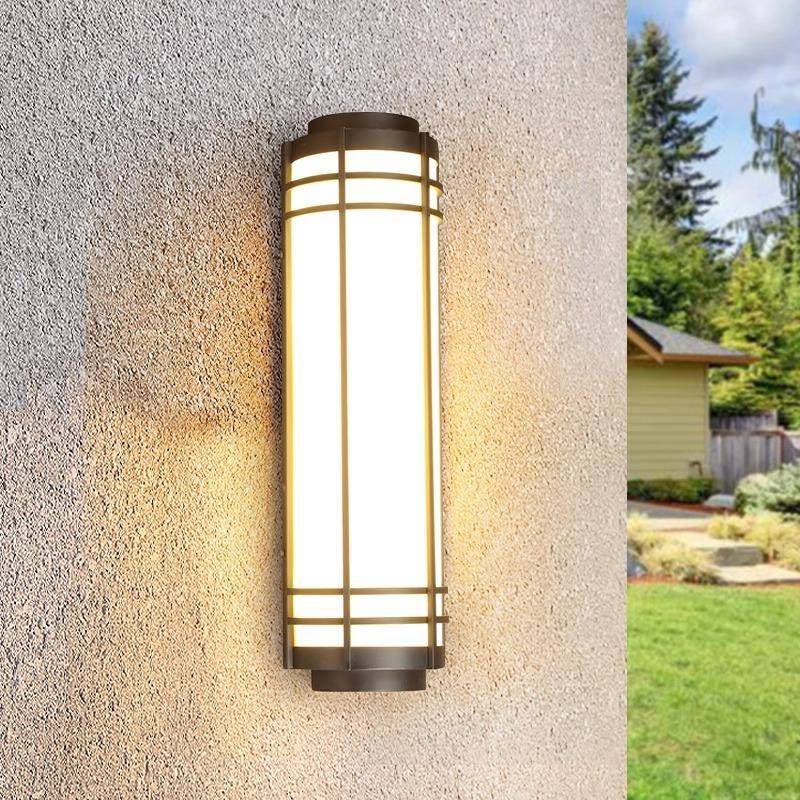 半圆镀锌板黑砂白亚克力中式壁灯酒店别墅景观围墙庭院外墙室外